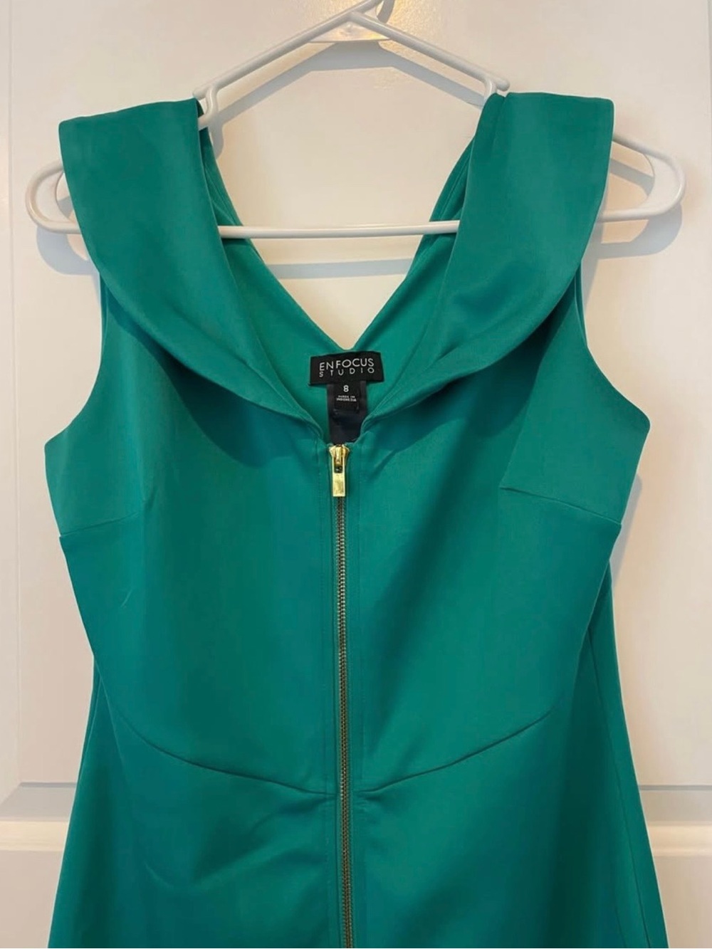 Enfocus Studio Teal Green Zip-Front Midi Dress